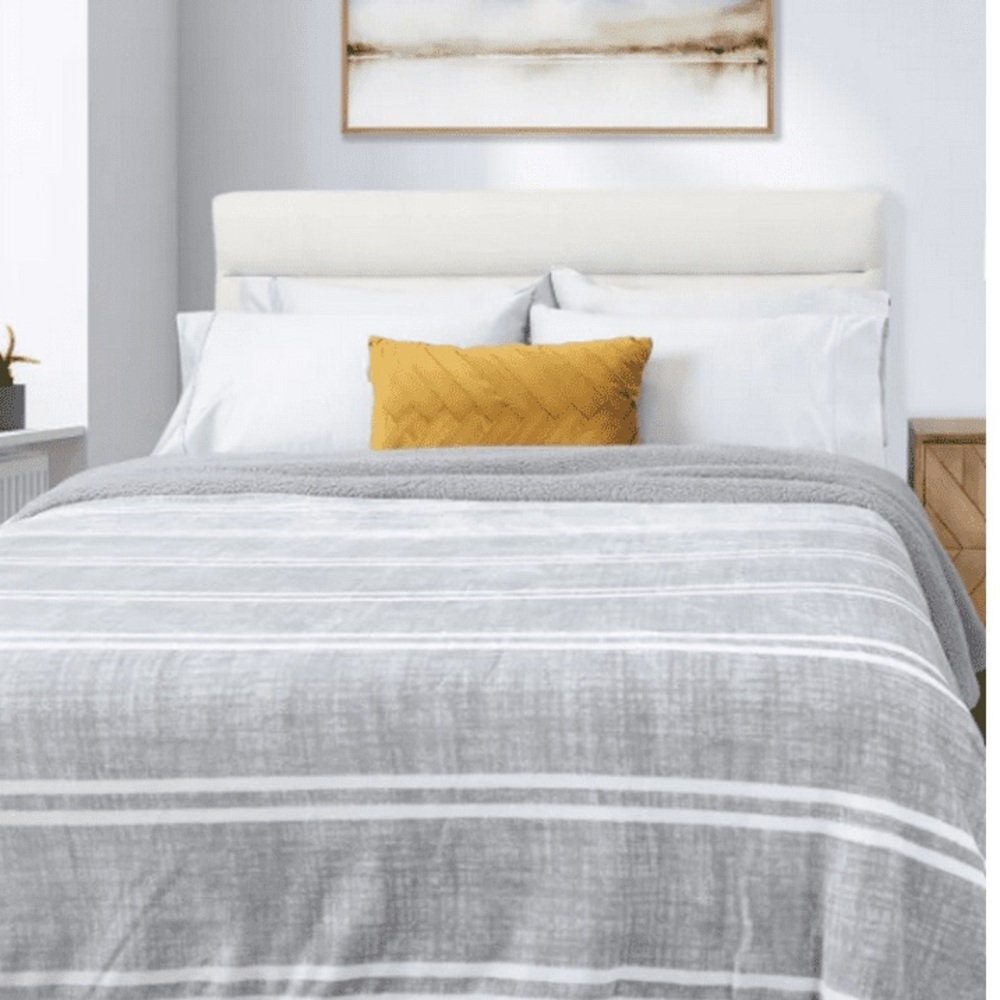 Gray Sherpa Plush Queen Blanket
